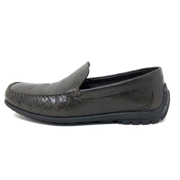 Ecco Leather Croc Embossed Driving Loafers Mens Size 41 US 10 Euro Preppy Mocs - Picture 7 of 13